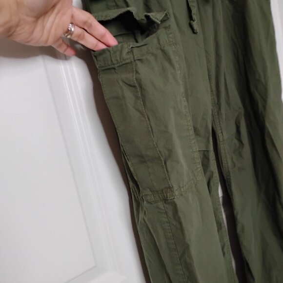 Aerie Women's Dark Green Drawstring Wide Leg Baggy Cargo Jogger Pants Size L - Picture 5 of 7